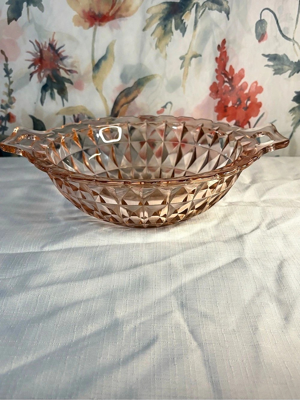 Vintage Pink Depression Glass Serving Bowl